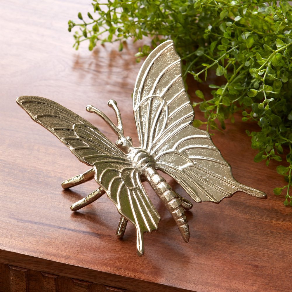 Set of Two Gold Aluminum Tabletop Sculpture