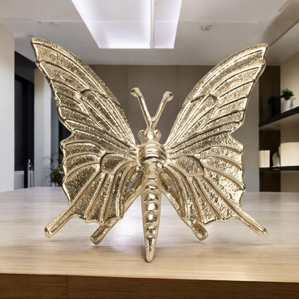 Set of Two Gold Aluminum Tabletop Sculpture