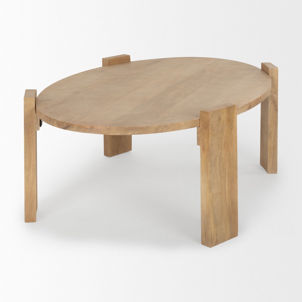48" Natural Solid Wood Oval Coffee Table