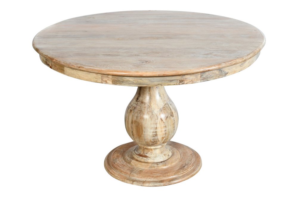 Five Piece Natural Round Solid Wood Dining Set with Four Chairs