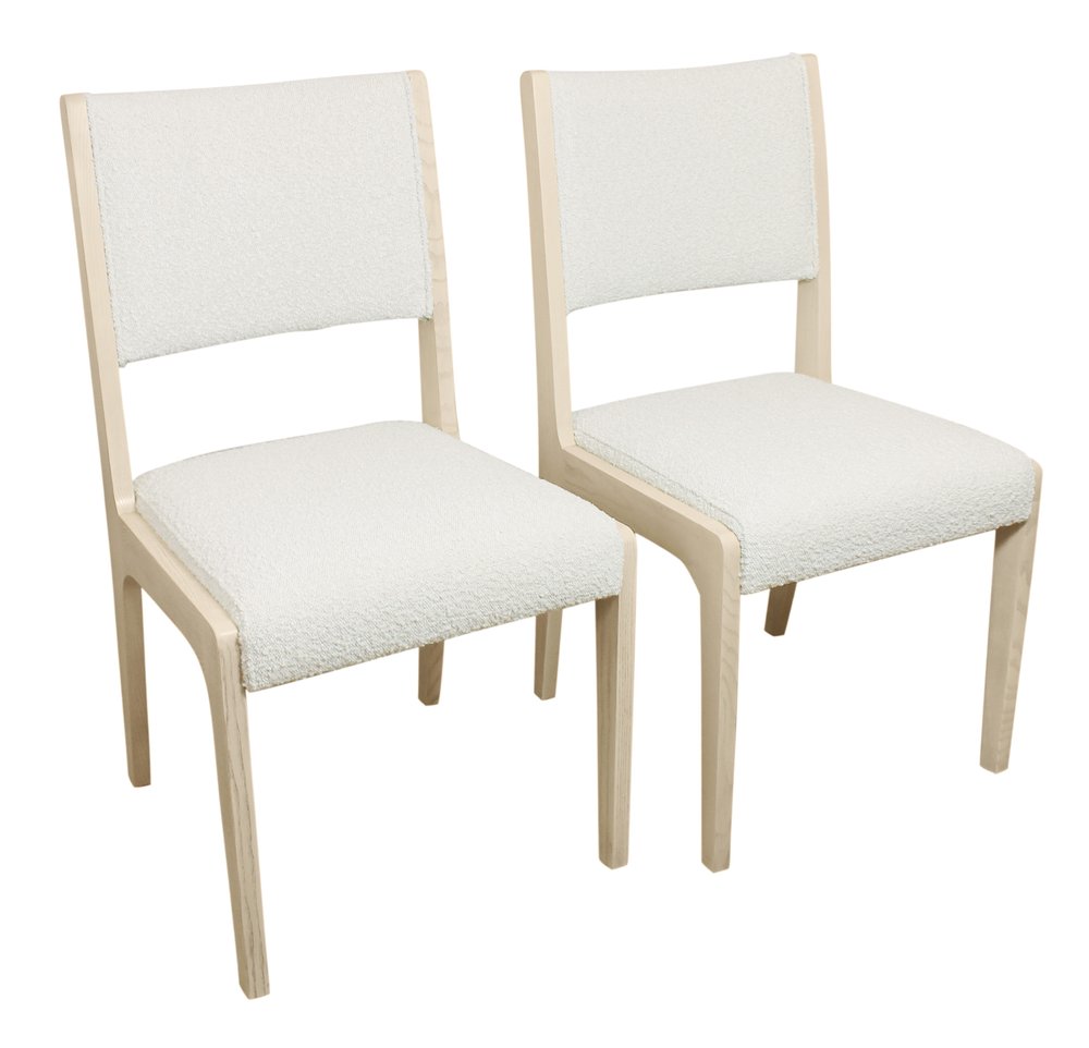 Five Piece Natural Round Solid Wood Dining Set with Four Chairs