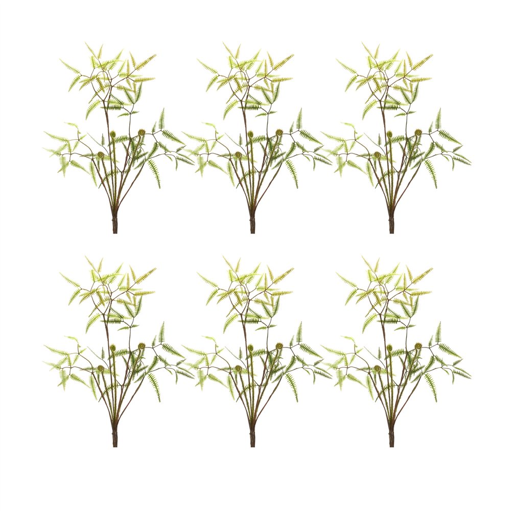 Set of Six 3" Green Artificial Fern