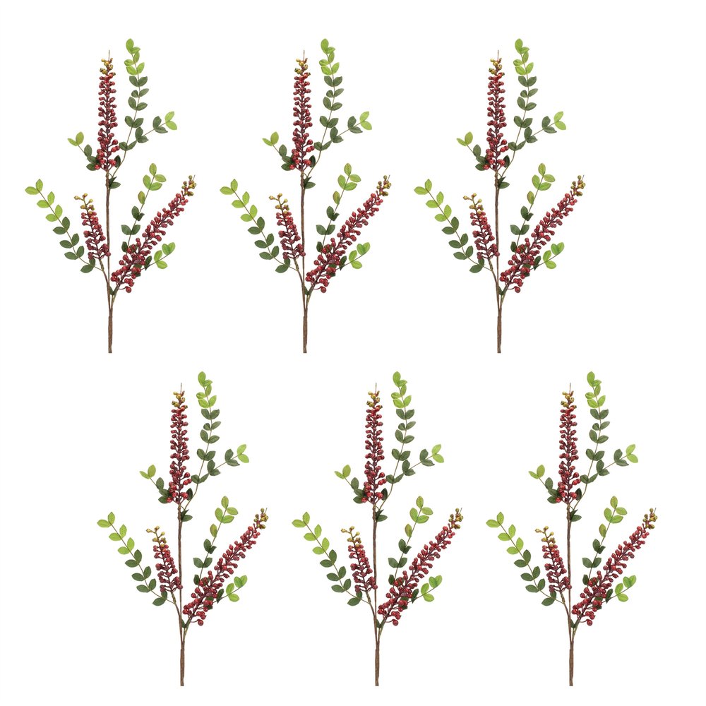 Set of Six 2" Red Artificial