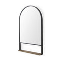 40" Black Metal Arch Framed Accent Mirror With Shelf