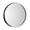 24" Black Metal Round Framed Accent Mirror