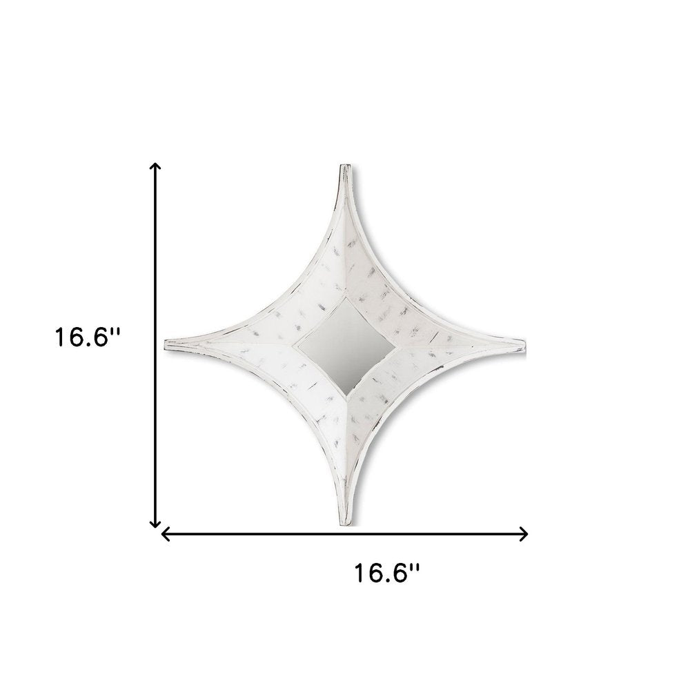 17" White Solid Wood Star Framed Accent Mirror