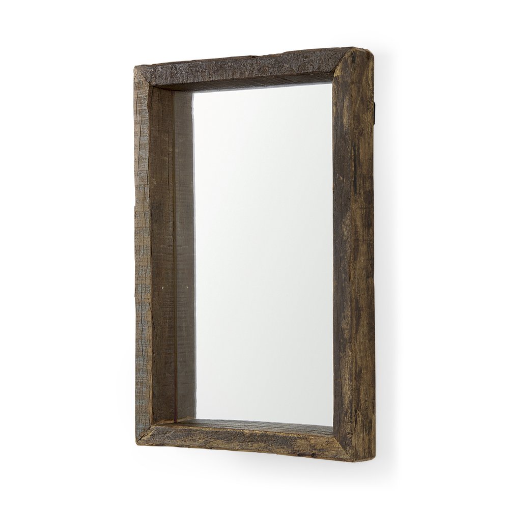 18" Brown Solid Wood Framed Accent Mirror