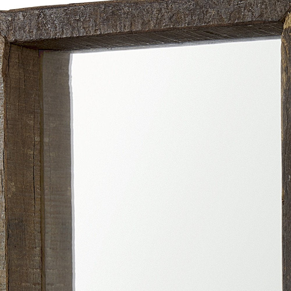 18" Brown Solid Wood Framed Accent Mirror