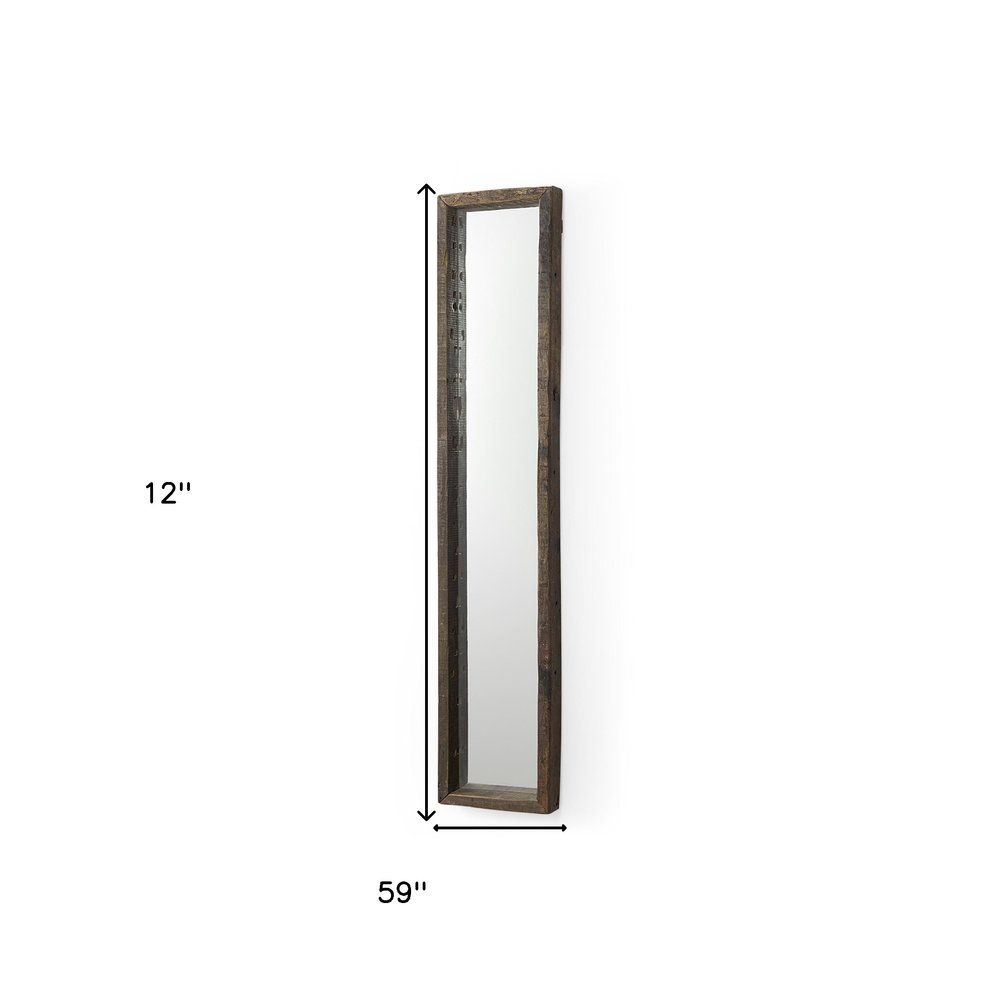 59" Brown Solid Wood Framed Accent Mirror