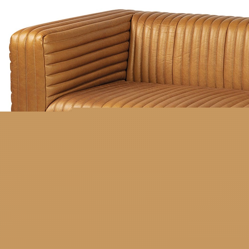 83" Brown Channel Tufted Leather Sofa