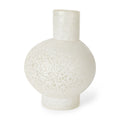 9" White Mottled Handblown Glass Table Vase