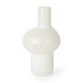 12" White Mottled Handblown Glass Table Vase