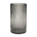 11" Black Cylinder Ribbed Glass Table Vase