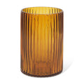 8" Amber Cylinder Ribbed Glass Table Vase