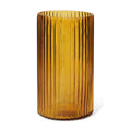 11" Amber Glass Ribbed Cylinder Table Vase