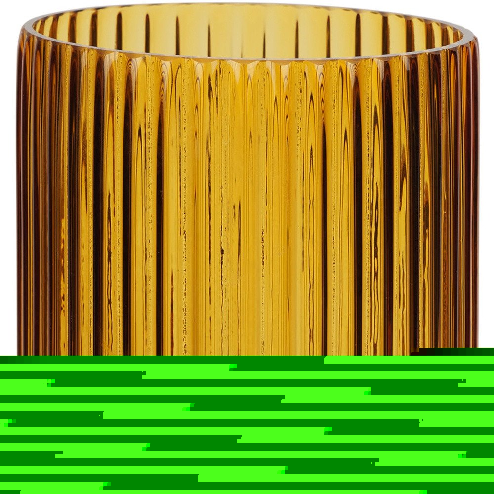 11" Amber Glass Ribbed Cylinder Table Vase
