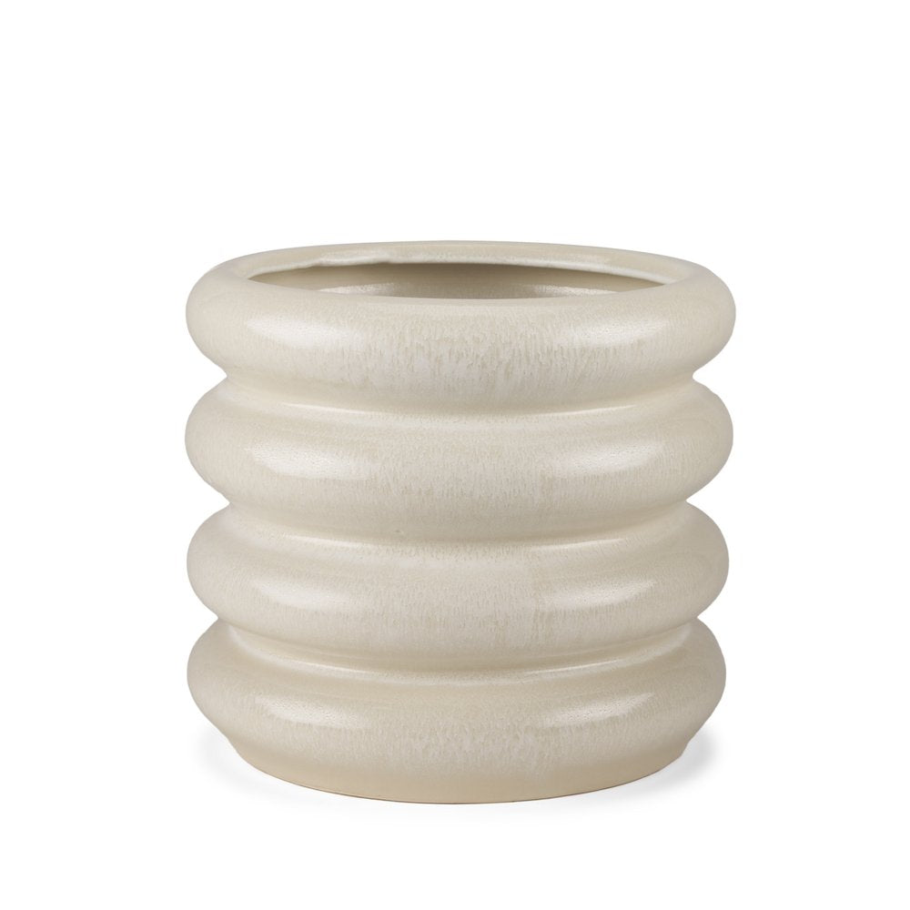 12" Cream Cylinder Ceramic Table Vase