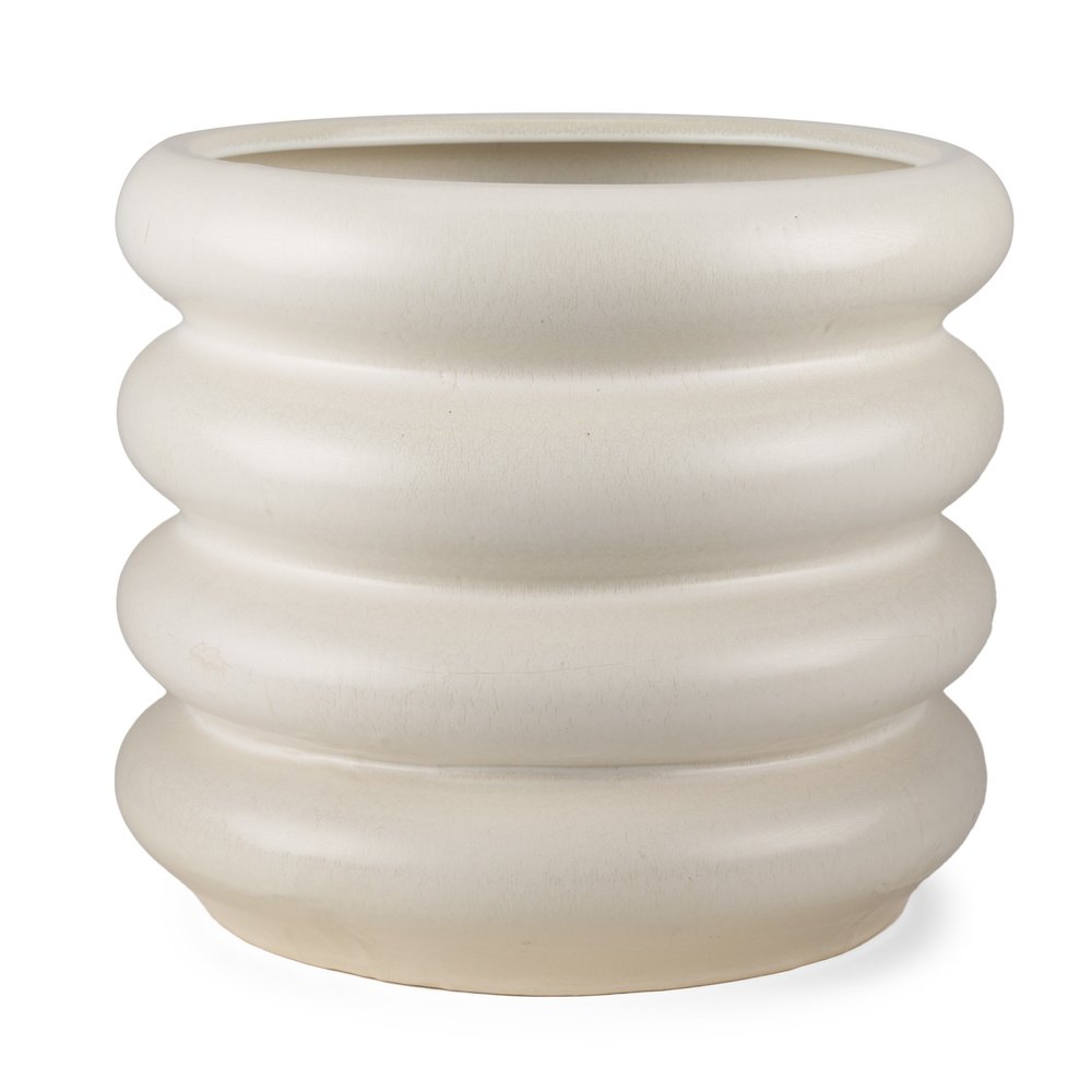 14" Cream Cylinder Ceramic Table Vase