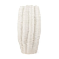 24" Cream Cylinder Ceramic Sculptural Waves Table Vase
