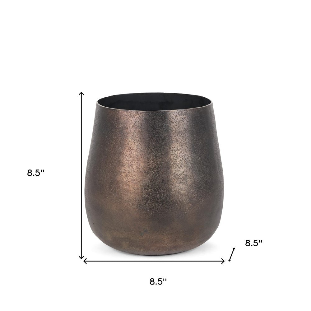 9" Antiqued Gold Aluminum Cylinder Table Vase