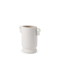 10" Off White Ceramic Cylinder Table Vase With Handles
