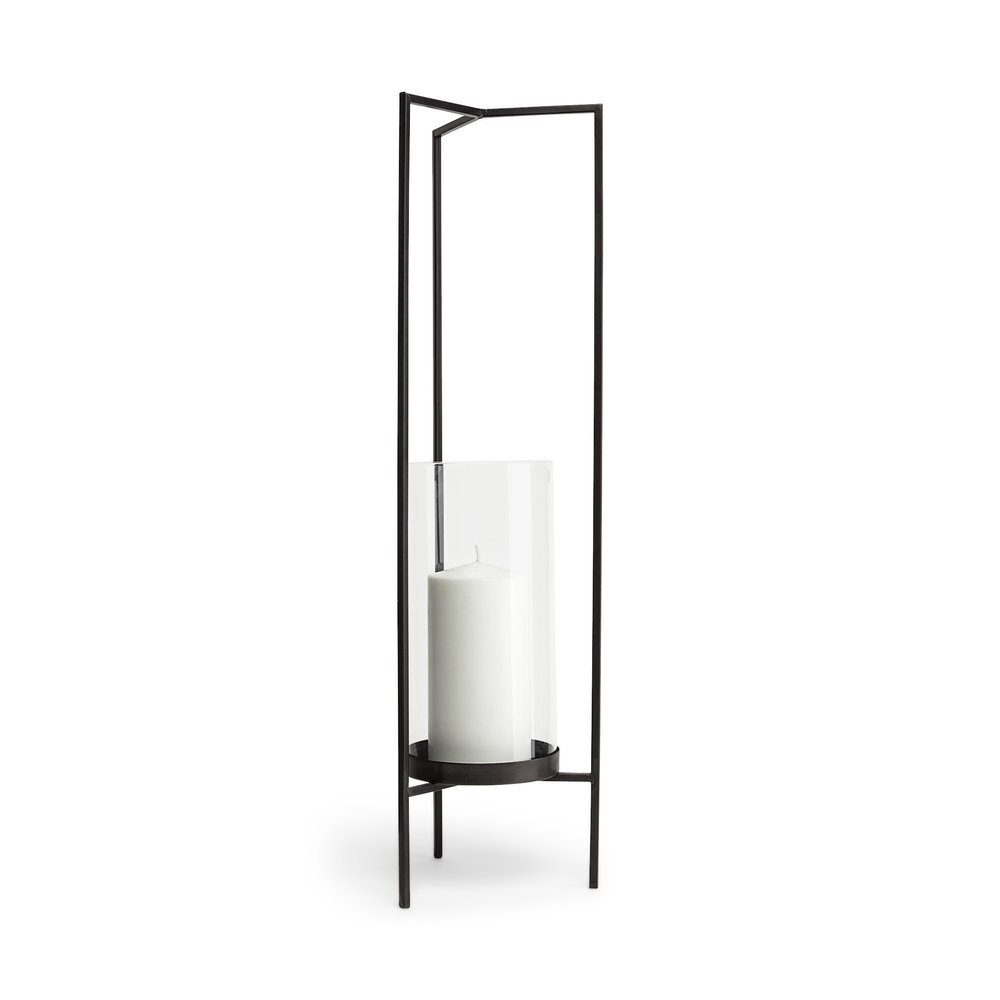30" Gray Abstract Metal Tabletop Hurricane Candle Holder