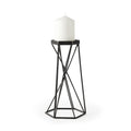 11" Black Distressed Geometric Metal Tabletop Pillar Candle Holder