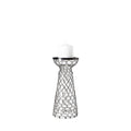 11" Black Distressed Lattice Metal And Glass Tabletop Pillar Candle Holder