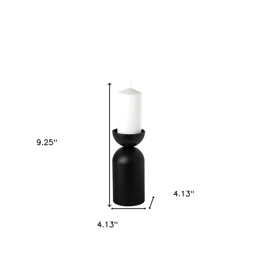 9" Black Metal Tabletop Pillar Candle Holder