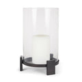 14" Black Metal Abstract Tabletop Hurricane Candle Holder