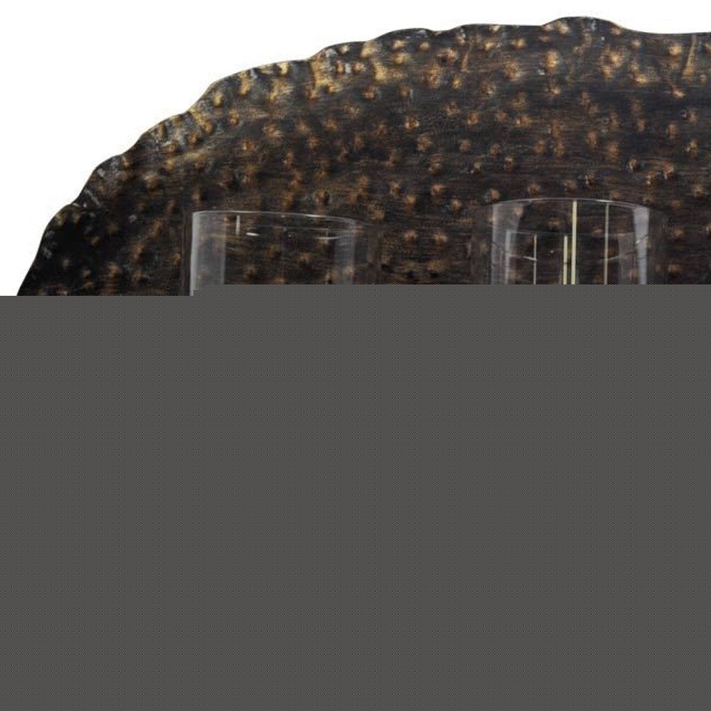 12" Bronze Distressed Hammered Glass And Metal Hurricane Candle Holder
