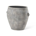 24" Gray Ceramic Amphora Floor Vase