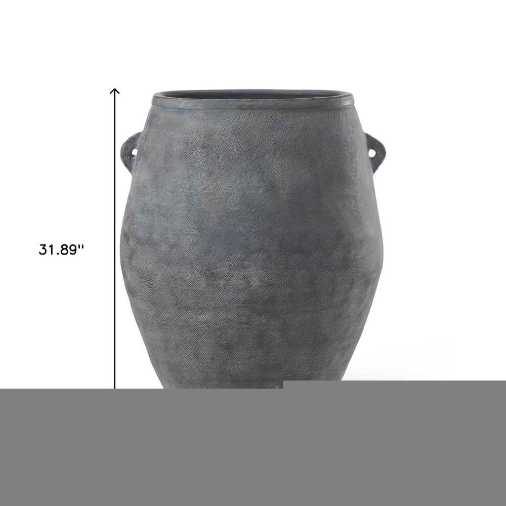 32" Gray Ceramic Amphora Floor Vase