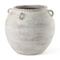 22" Cream Ceramic Amphora Floor Vase