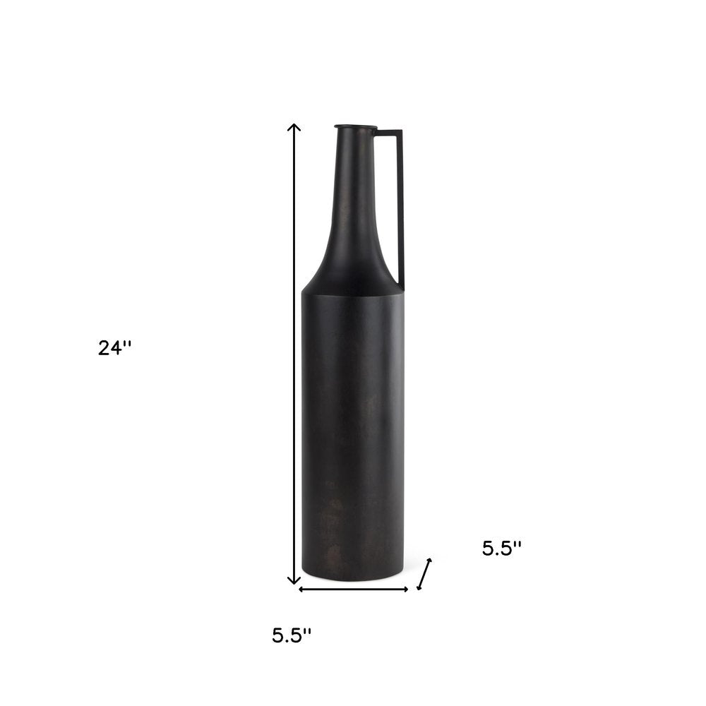 24" Black Metal Jug Vase