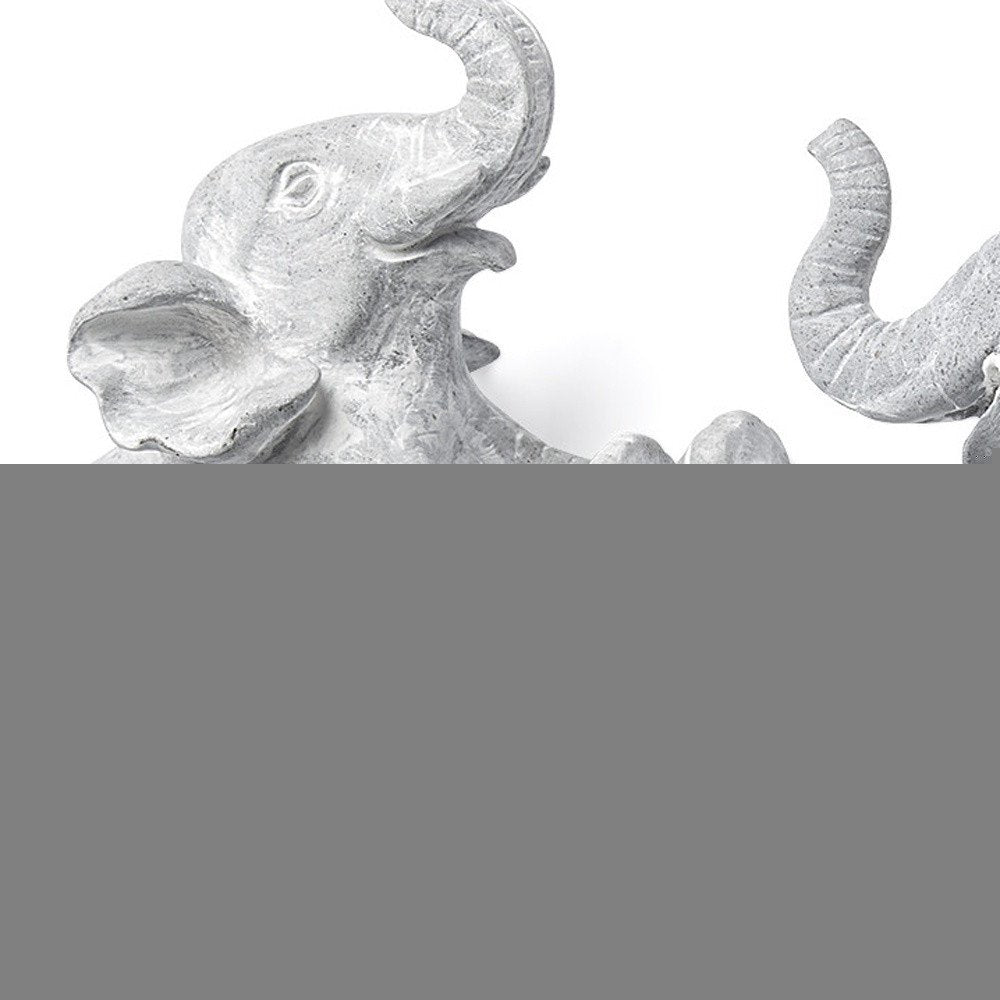 Set of Two Maynard I Gray Elephant Resin Hanging Dimensional Sculpture