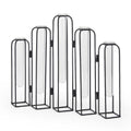 11" Clear And Black Glass And Metal Five Tube Table Vase