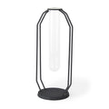 11" Black And Clear Glass And Metal Table Vase