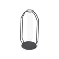 10" Black And Clear Glass And Metal Table Vase