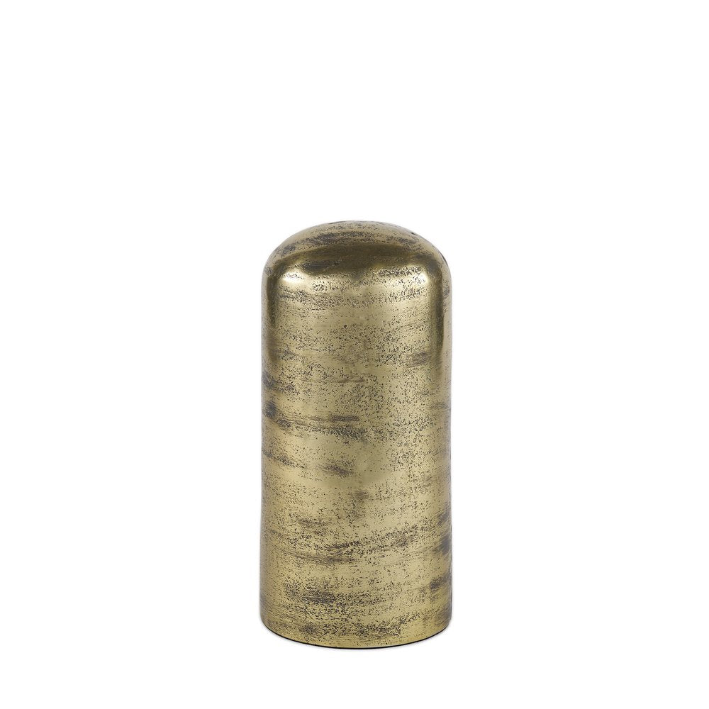 10" Antiqued Brass Cast Aluminum Cylindrical Tabletop Sculpture