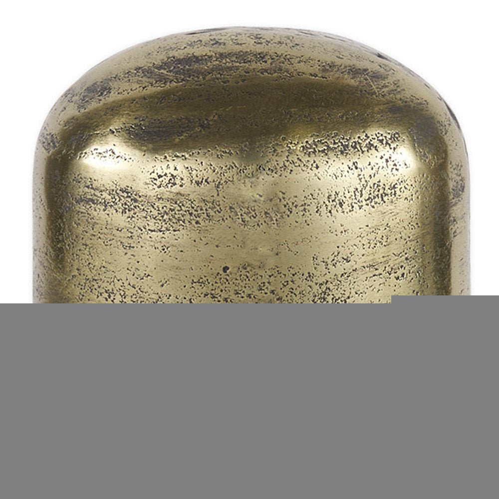10" Antiqued Brass Cast Aluminum Cylindrical Tabletop Sculpture