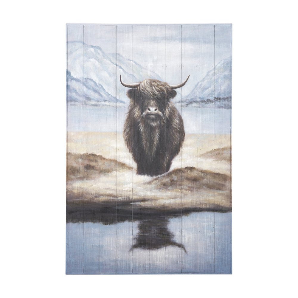 Wild Ox Hand Painted Distressed Unframed Wall Art