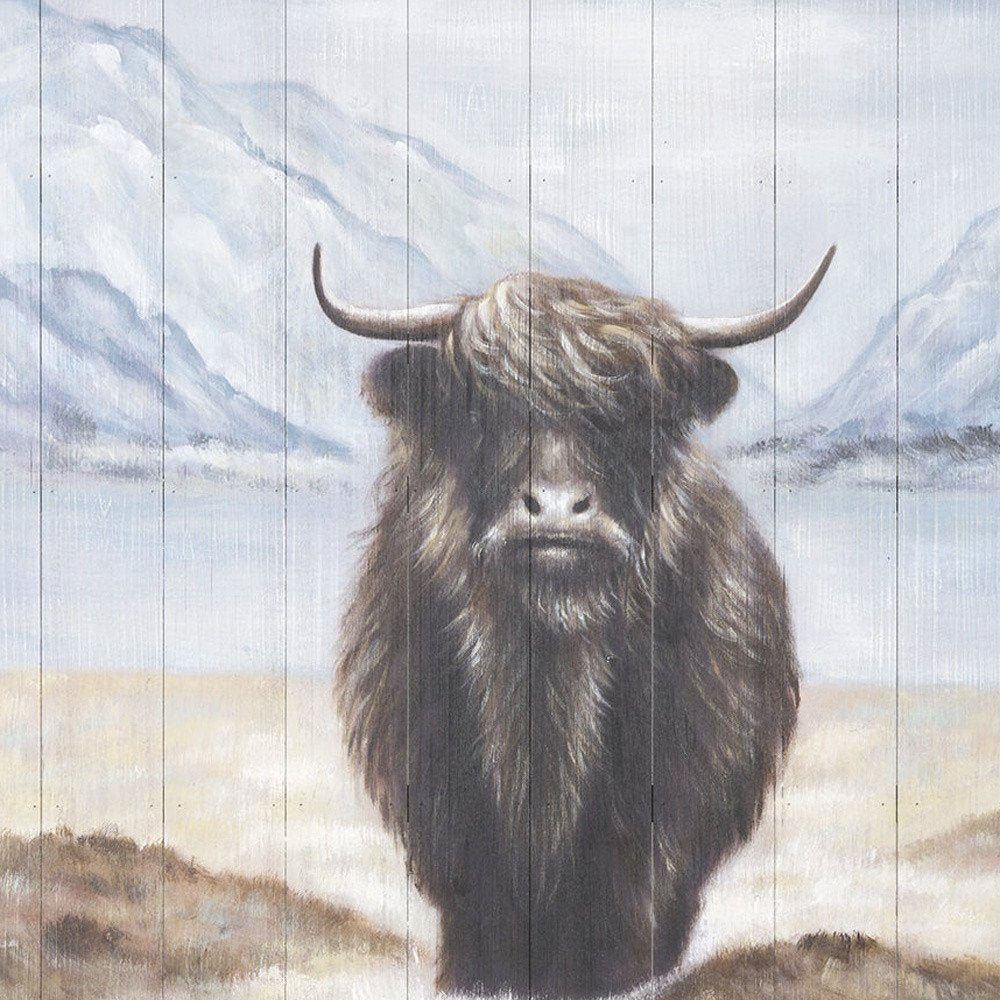 Wild Ox Hand Painted Distressed Unframed Wall Art