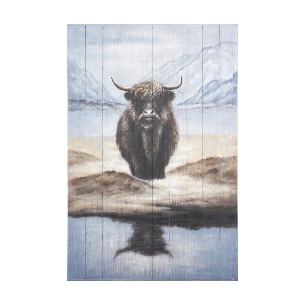 Wild Ox Hand Painted Distressed Unframed Wall Art