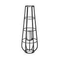 40" Black Distressed Geometric Metal Lantern Candle Holder