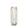36" Gold Distressed Geometric Metal Tabletop Lantern Candle Holder
