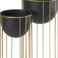 Set of Two Black Metal 20 Ounce Round Pot Planters