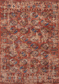 9' X 13' Red And White Tribal Washable Area Rug With UV Protection