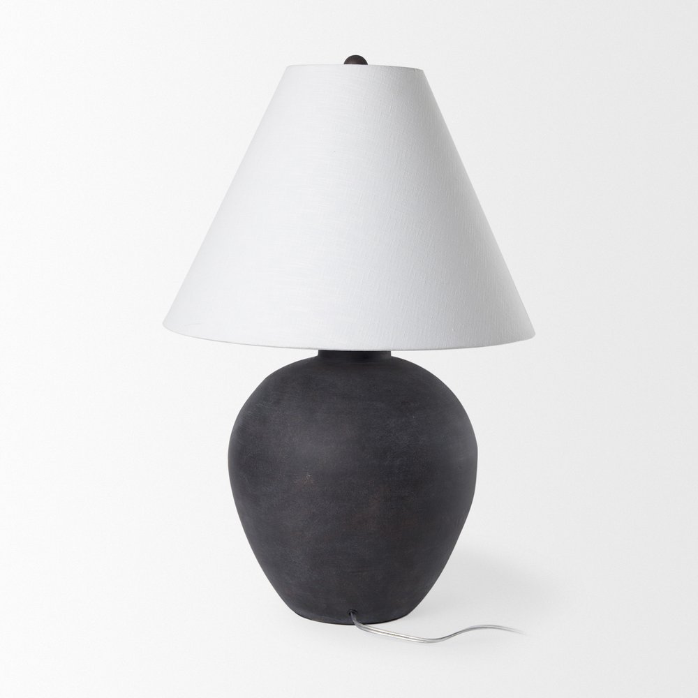 28" Black Novelty Bedside Lamp With Drum Shade