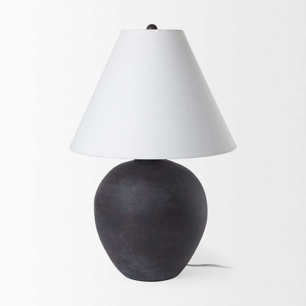 28" Black Novelty Bedside Lamp With Drum Shade